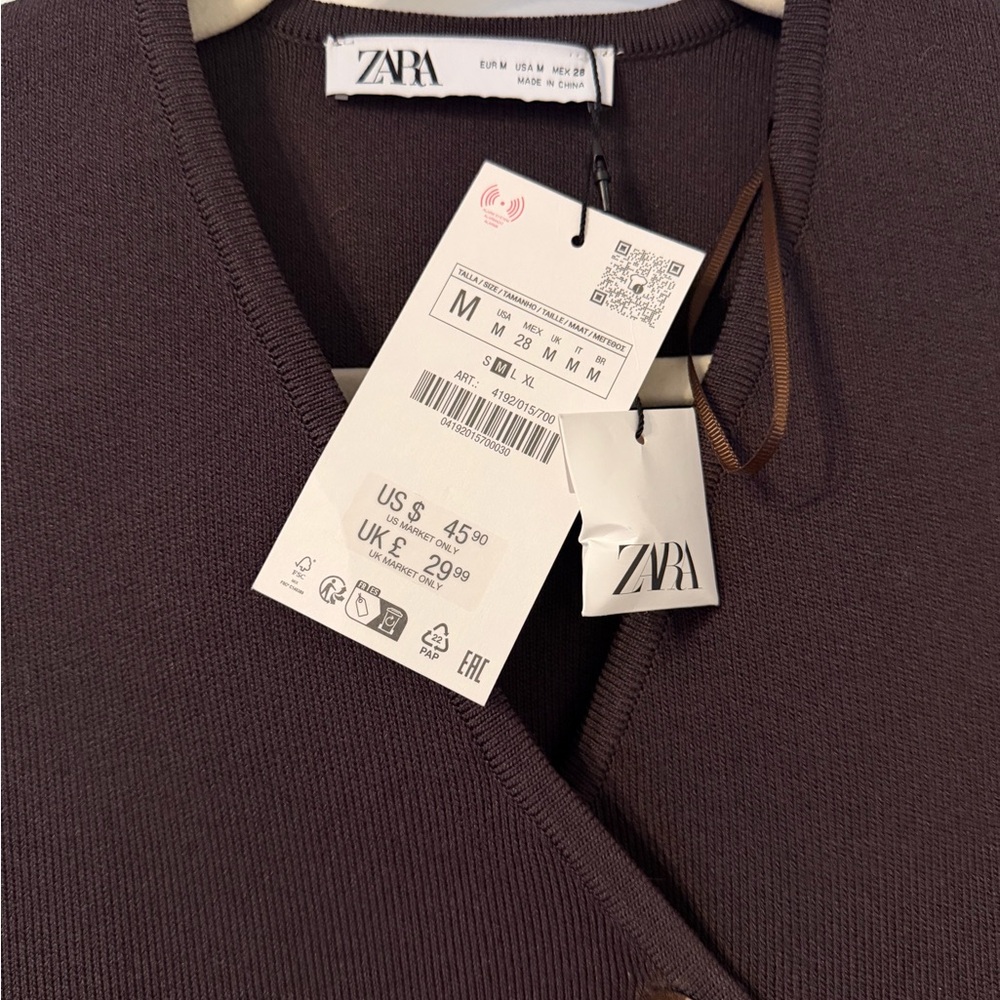 Zara Dark Brown Sleeveless Vest with Gold Buttons and matching skirt - Picture 3 of 6